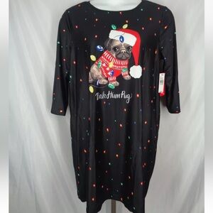 BRAND NEW Dress Works bah Hum Pug Ugly Christmas Tunic Dress Size S Holiday New